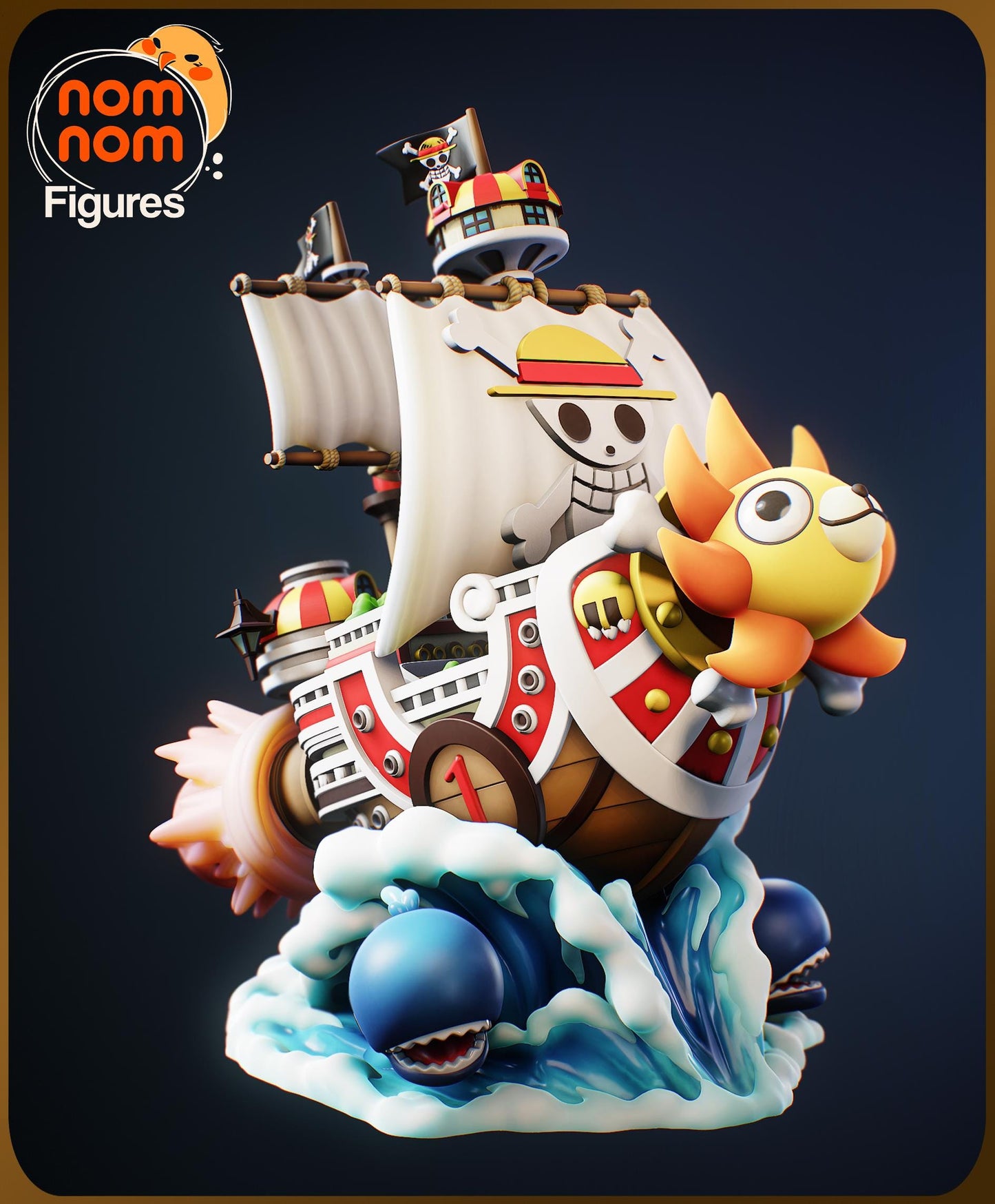 Chibi Thousand Sunny Ship – One Piece Inspired 3D Printed Model | Anime Collectible | Unpainted Resin Kit