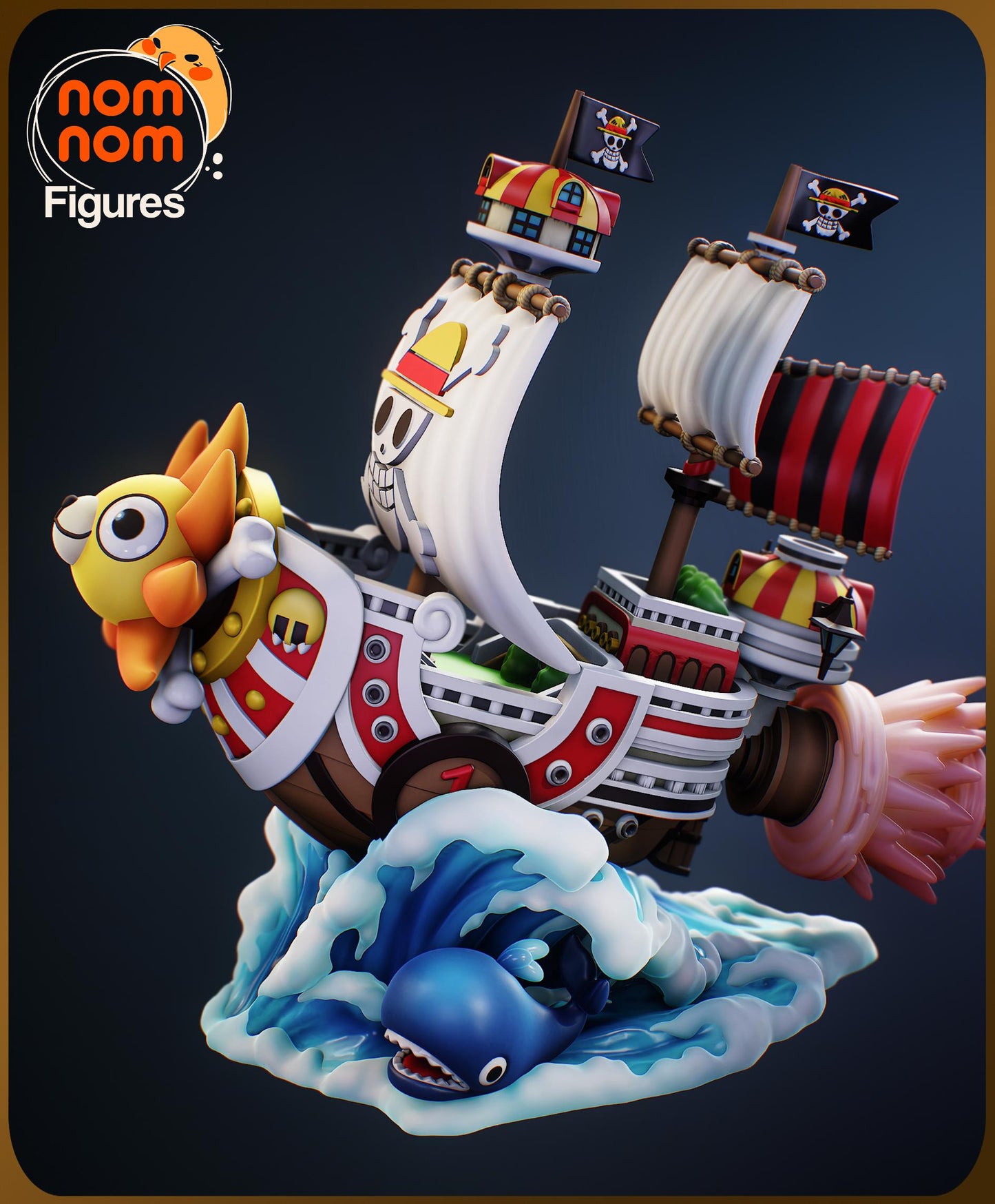 Chibi Thousand Sunny Ship – One Piece Inspired 3D Printed Model | Anime Collectible | Unpainted Resin Kit