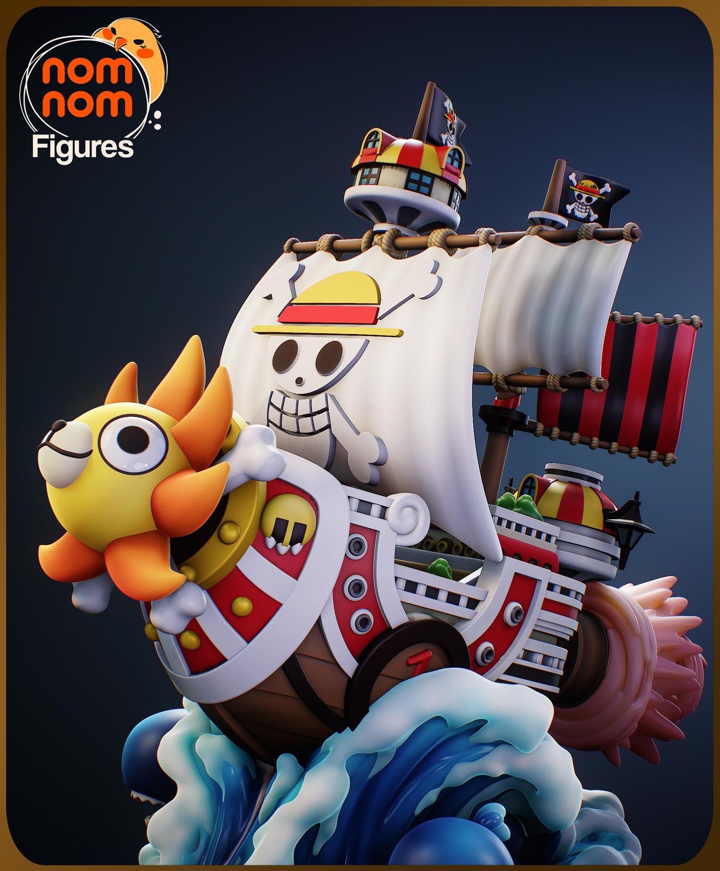 Chibi Thousand Sunny Ship – One Piece Inspired 3D Printed Model | Anime Collectible | Unpainted Resin Kit