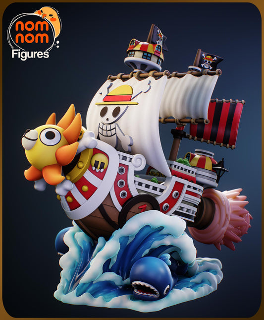 Chibi Thousand Sunny Ship – One Piece Inspired 3D Printed Model | Anime Collectible | Unpainted Resin Kit